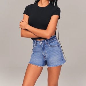 Abercrombie & Fitch 90s High Rise Cutoff Shorts in Light Medium Ripped 29/8